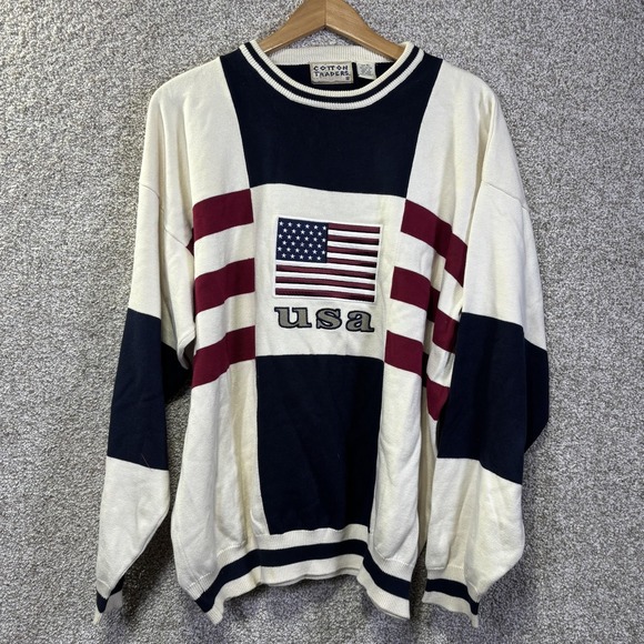 Cotton Traders Other - Vintage Cotton Traders Sweater Mens XL USA Flag Crewneck Knit 90s Hong‎ Kong
